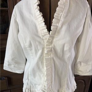 Live a Little White Ruffled Blouse